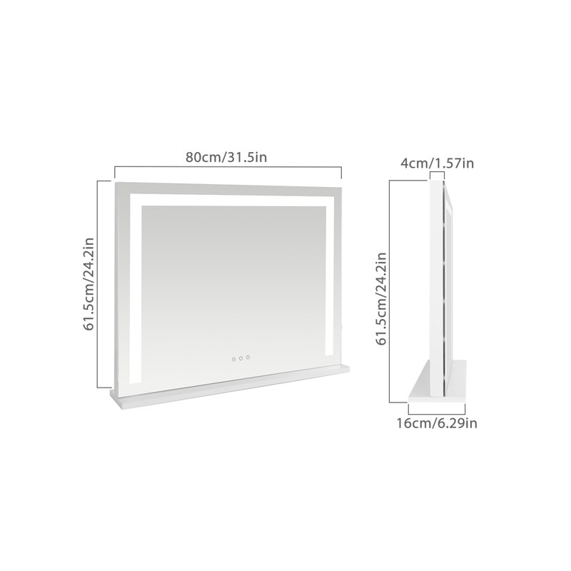 Orren Ellis MULAN Hollywood Mirror Lighted Makeup Mirror With LED Lightband Dimmer Function 3 Adjustable Lightmodes USB Phone Charging Port Big Table Mirror Reviews Wayfair